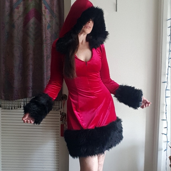 🌙J. VALENTINE Red Velvet Dress - Picture 12 of 16